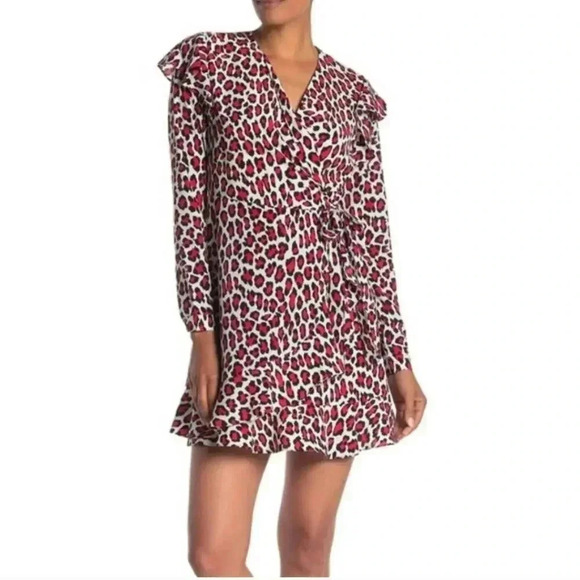 Robert Rodriguez Red Leopard Print V-Neck Dress Size 8 - Picture 3 of 6